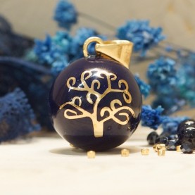 Pregnancy Bola Tree of Life Midnight Gold Plated