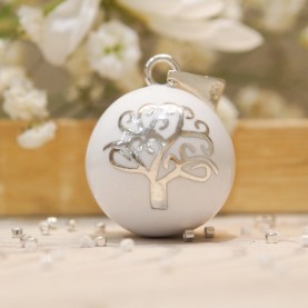 Pregnancy Bola Tree of Life White Silver Plated