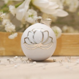Pregnancy Bola Lotus Flower White Silver Plated