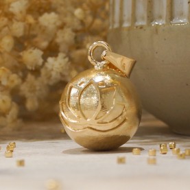 Pregnancy Bola Lotus Flower Frosted Gold Plated