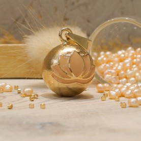 Pregnancy Bola Enamel Lotus Flower Frosted Apricot Rose Gold Plated