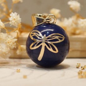 Pregnancy Bola Dragonfly Midnight Yellow Gold Plated
