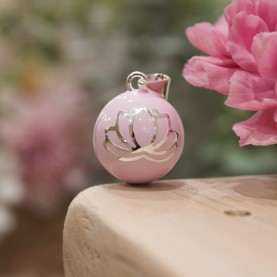 Pregnancy Bola Lotus Flower Mauve Silver Plated