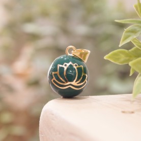 Pregnancy Bola Lotus Flower Emerald Green Gold Plated