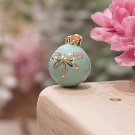 Pregnancy Bola Dragonfly Lagoon Blue Gold Plated